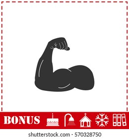 Strong Flex Arm Icon Flat. Simple Illustration Symbol And Bonus Pictogram