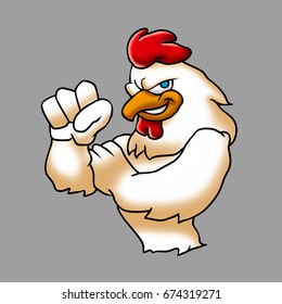 Strong rooster mascot