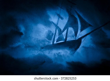 Strong Sea Storm And The Ship