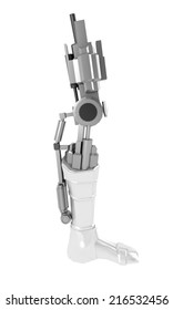 Strong Stylish Futuristic Robot Arm Prosthesis. Plastic Brawny Cyber Leg 