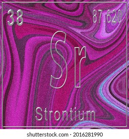 Strontium chemical element, Sign with atomic number and atomic weight, Periodic Table Element, Pink background