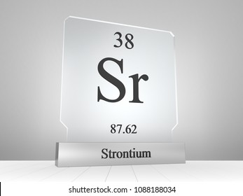 Strontium symbol on modern glass and metal icon 3D render