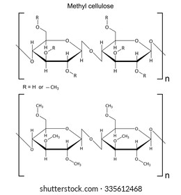 Structural Chemical Formula Of Methyl Cellulose Polymer, 2d Illustration, Raster