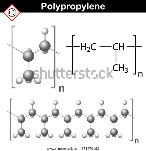 Structural Chemical Formula And Model Of Polypropylene Molecule D And D Raster Isolated On