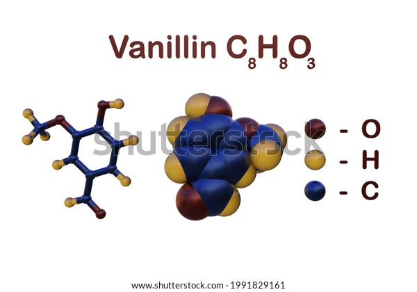 Structural Chemical Formula Molecular Model Vanillin Stock Illustration ...