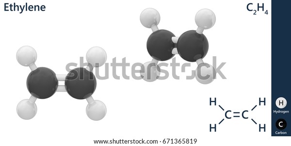 Structural Chemical Formula Molecular Structure Ethylene Stock ...