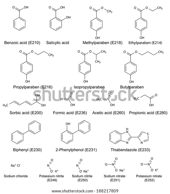 Structural Chemical Formulas Food Cosmetic Preservatives Stock ...