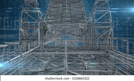 Structural Engineer 3D Design Analysis Of Bridges Architectural Engineering  - 3D Illustration Rendering