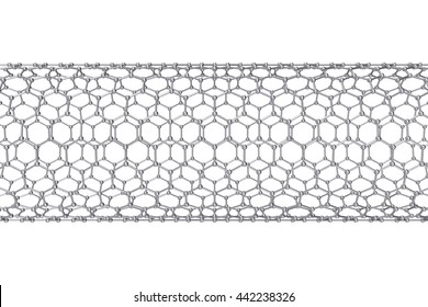 The structure of the graphene tube of nanotechnology. 3d illustration