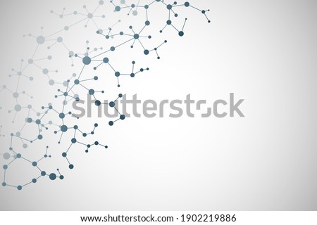 Structure molecule and communication. Dna, atom, neurons. Scientific concept for your design. Connected lines with dots. Medical, technology, chemistry, science background.  illustration.