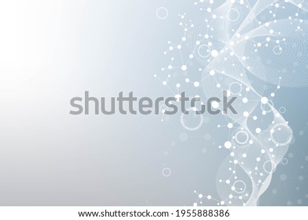 Structure molecule and communication. Dna, atom, neurons. Scientific concept for your design. Connected lines with dots. Medical, technology, chemistry, science background illustration