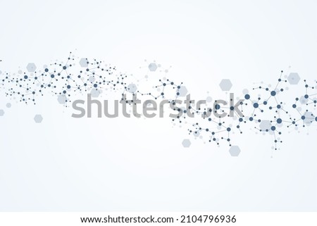 Structure molecule and communication. Dna, atom, neurons. Scientific concept for your design. Connected lines with dots. Medical, technology, chemistry, science background.  illustration.