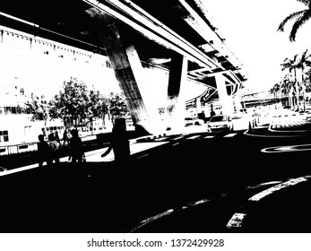 Structure of special expressways Made in black and white illustrations.