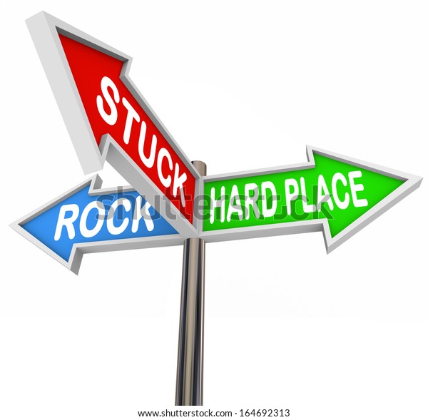 Stuck Between Rock Hard Place Arrow Stock Illustration 164692313