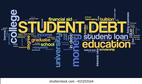 Student Debt - College Education Loan Word Collage.