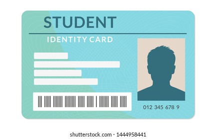 Student ID card. University, school, college identity card. 