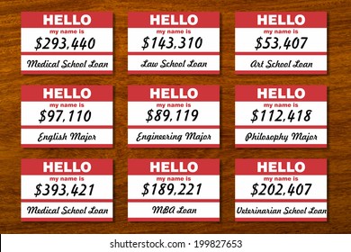 Student Loan Debt Listed On Table With Name Tags.