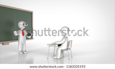 student and teacher left 3d rendering