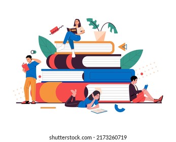 Students Books Cartoon Young People Read Stock Illustration 2173260719 ...