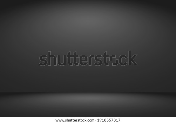Studio backdrop wallpaper inside room wall\
light black and empty space.\
Abstract dark gray gradient spotlight\
floor texture background.\
