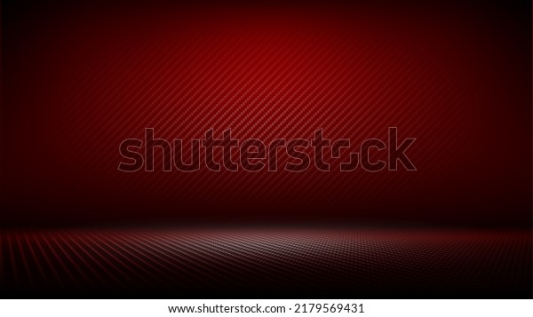 Studio interior with carbon\
fiber texture. Modern carbon fiber textured red black interior with\
light. Background for mounting, product placement. Template,\
mockup