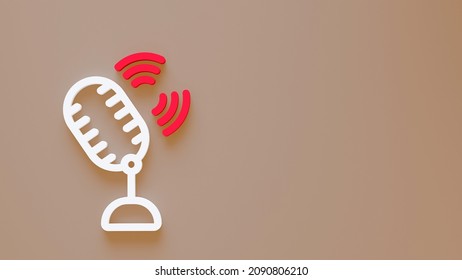 Studio Microphone Minimal Icon Symbol In 3D Rendering Isolated On Tumbleweed Background