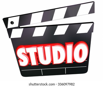 Studio Word In3d Red Letters On A Movie Clapper Board To Illstrate A Film Production Company Shooting On A Set Or Soundstage