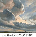 Study of Clouds with a Sunset near Rome (1786-1801) painting in high resolution by Simon Alexandre Clément Denis. 