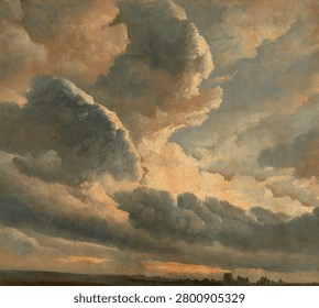 Study of Clouds with a Sunset near Rome (1786-1801) by Simon Alexandre Clement Denis.