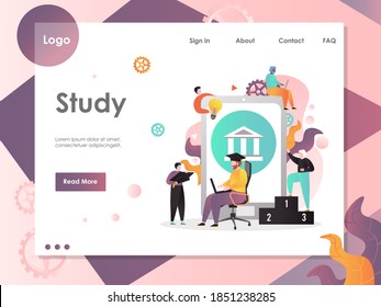 Study website template, web page and landing page design for website and mobile site development. Online learning, distance education, webinar.