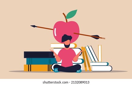 Studying book and learning intelligence man. Education college and innovation cognition science vector illustration concept. Literature library and knowledge books. Class lesson and test academic