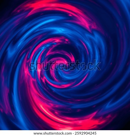 A stunning abstract digital artwork featuring a swirling vortex of neon blue and pink hues. The spiral motion creates a sense of depth and energy, resembling a cosmic portal.