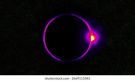 Stunning Cosmic Eclipse Vibrant Purple Pink Glow Celestial Event Starry Night Space Galaxy Background Universe Phenomena Bright Star Light
