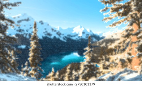 Stunning high-resolution image of a tranquil alpine lake reflecting towering snow-capped mountains and lush pine trees, captured during golden hour with warm, soft lighting and a peaceful, natural atmosphere ideal for travel, nature, and wellness projects.