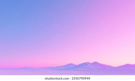 A stunning serene landscape capturing a soft pastel sky at dusk over majestic mountains, creating a peaceful atmosphere perfect for relaxation and inspiration. 3D illustration - Powered by Shutterstock