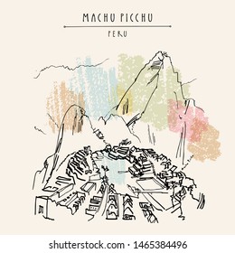 Machu Picchu Inca Cusco Region Peru of the Incas Travel Art Poster Advertisement
