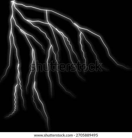 A stunning visual representation of raw electrical power and natural force, showcasing the intense, unpredictable path of a lightning strike. This set illustrates the phenomenon of atmospheric.