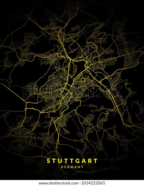 Stuttgart Germany City Map Stuttgart Map 4492 Art Print