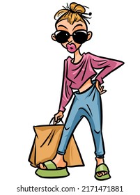 Style Sloppy Clothes Freedom Of Choice Woman Young Clipart Cartoon Illustration