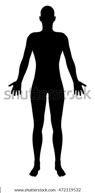 Stylised Unisex Human Figure Standing Silhouette Stock Illustration