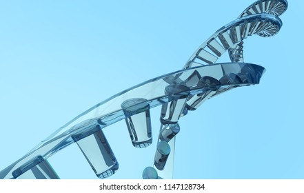 Stylish 3D DNA Helix Close Up