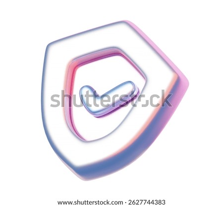 Stylish 3D shield with checkmark in soft pastel tones. Ideal for concepts of protection, security, verified, or approval in digital designs.