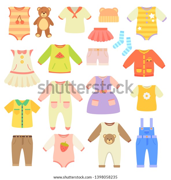 Stylish Baby Clothes Collection Boys Girls Stock Illustration ...