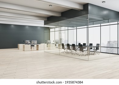 Stylish Conference Room Black Furniture Glass Stock Illustration ...