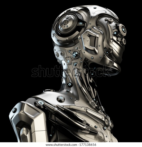 Stylish Cyborg Man Steel Serious Futuristic Stock Illustration Shutterstock