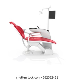 Stylish Dentist Chair Isolated On White Background. Clipping Path Available. Original Design.