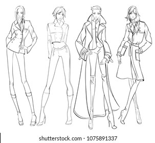 Set Vector Fashion Stylish Original Handdrawn Stock Vector (Royalty ...