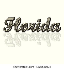 Stylish Florida Text Isolated On Yellow Background With Shadow