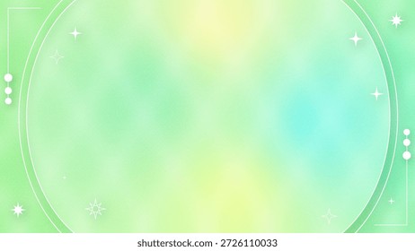 A stylish green gradient background featuring sparkling stars and planets within a circular frame. Perfect for elegant cosmic themed visuals.