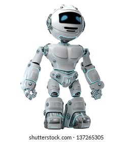 Stylish Illuminated Robotic Toy On White / Cool Brave Robot